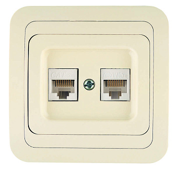 Розетка компьютерная 2-м СП Mimoza 16А IP20 крем./крем. Makel 25036