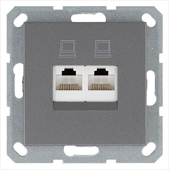 Розетка компьютерная 2-м RJ45 IP20 кат. 5E механизм алюм. Jasmart G6106S