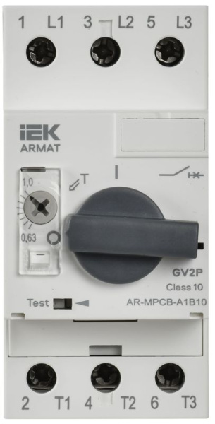 Выключатель автоматический защиты двигателя A1 GV2P 0.63-1А ARMAT IEK AR-MPCB-A1B10