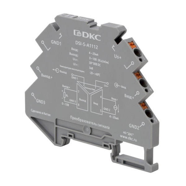 Преобразователь сигнала DSI 6.2мм 1 вход 4-20мА 1 выход 0-10В DKC DSI-S-A1112