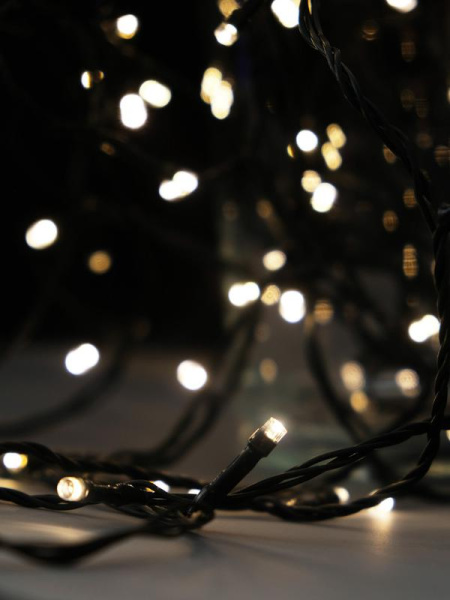 Гирлянда светодиодная "Нить" LD200-GWW-BO 20м 200LED тепл. бел. уличная 8 режимов элементы питания 3хAA SHLights 4690601045461