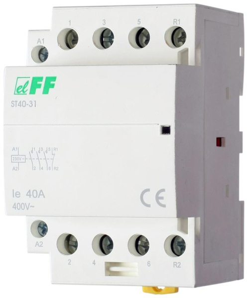 Контактор ST40-31 (3NO+1NC 6.4Вт 3 модуля монтаж на DIN-рейке 230В AC 40А IP20) F&F EA13.001.011