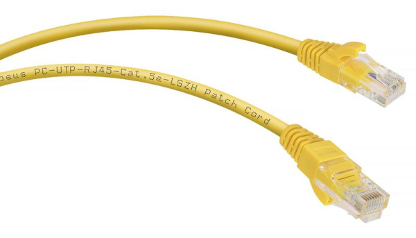 Патч-корд U/UTP кат.5E PC-UTP-RJ45-Cat.5e-3m-YL-LSZH 2хRJ45/8p8c неэкранир. LSZH 3м желт. Cabeus 9500c