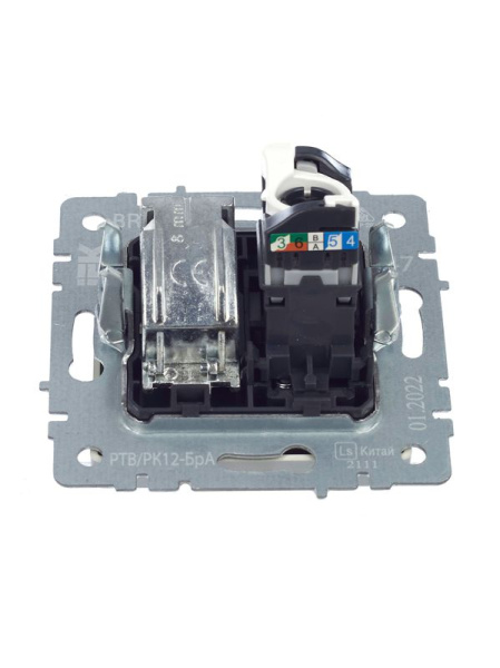 Розетка компьютерная + телевизионная 2-м Brite РТВ/РК12-БрА RJ45 кат.5E + TV механизм алюм. IEK BR-AK20-1-K47