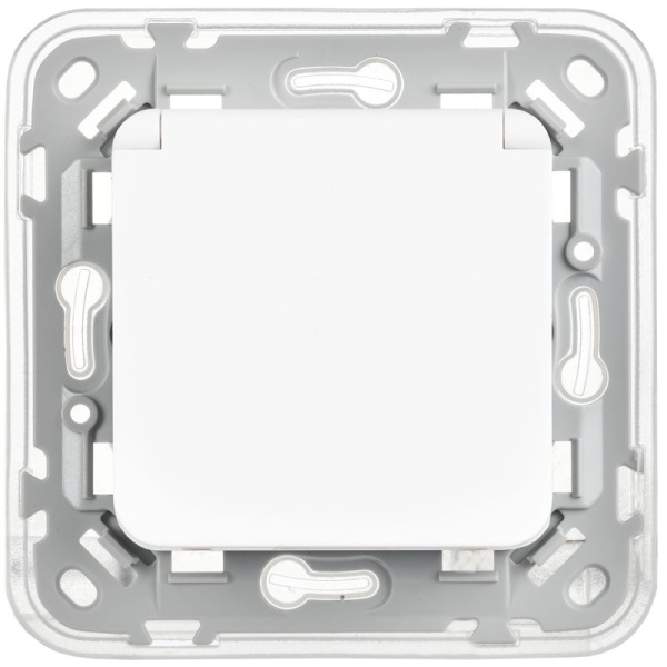 Розетка СП FLITE РСшкр11-1-44-ФлБ 16А IP44 с заземл. с защ. шторками и крышкой безвинтовое крепление механизм бел. IEK FI-R16-16-1-44-K01