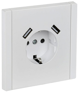 Розетка FORTE&PIANO 16А USB A+A 3.1А FP245 с заземл. защ.шторки винт. крепл. бел. IEK FP-R14-16-U21-D31-K01