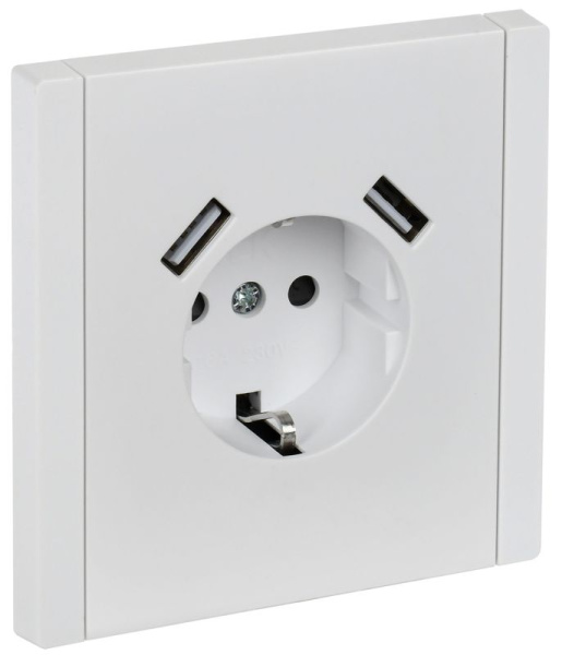 Розетка FORTE&PIANO 16А USB A+A 3.1А FP245 с заземл. защ.шторки винт. крепл. бел. IEK FP-R14-16-U21-D31-K01