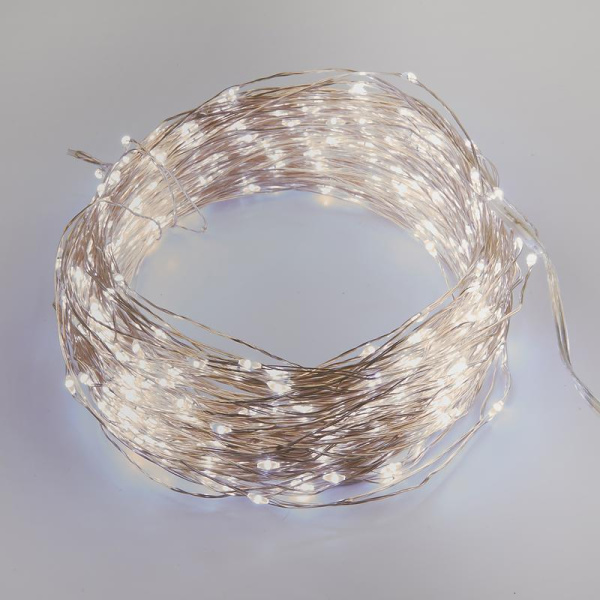 Гирлянда светодиодная "Роса" ULD-S10000-1000/DTA/RC WHITE IP44 100м 1000LED бел. пульт ДУ провод прозр. Uniel UL-00009945