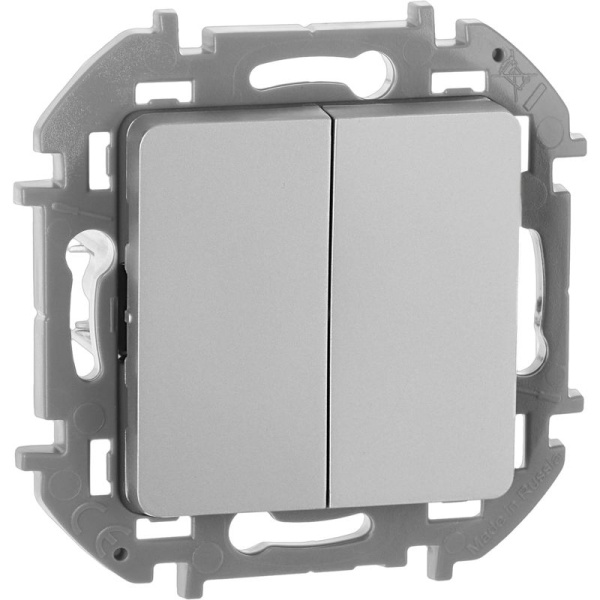 Выключатель 2-кл. Inspiria 10А IP20 250В 10AX механизм алюм. IEK 673622