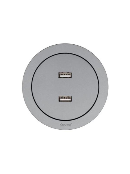 Розетка 2-м СП OSEN USB разъем механизм сер. матов. LEZARD 743-7488-192