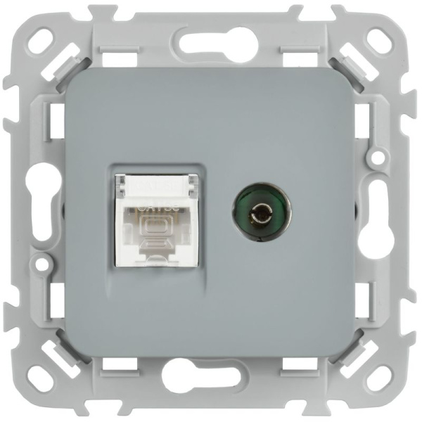 Розетка 2-м СП FLITE РКТВ5е-2-0-ФлС RJ45/TV кат.5E UTP механизм сер. IEK FI-AK22-1-K03