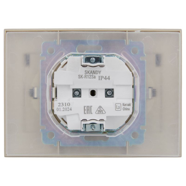 Розетка 2-м SKANDY 16А IP44 с крышкой в сборе SK-R12Sa песочн. IEK SK-R26-16-44-K98-F
