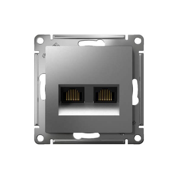 Розетка компьютерная 2-м AtlasDesign RJ45 кат.5E механизм сталь SE ATN000985