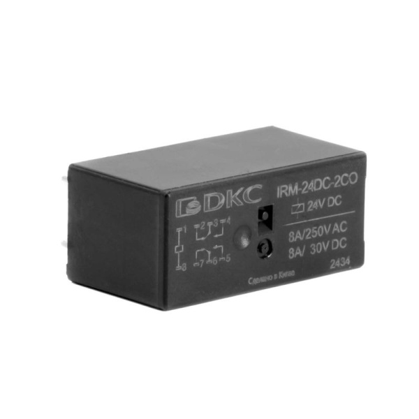 Реле миниатюрное низкопрофильное 1CO ком. ток 16А AgSnO2 напряжение 24В AC DKC IRM-24AC-1CO