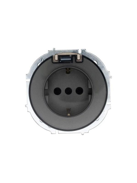 Розетка 1-м СП OSEN IP44 с заземл. с крышкой ПБТ механизм титан LEZARD 743-3788-123BIPCH