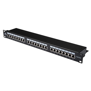 Панель коммутационная кат.5E STP 19дюйм 1U 24хRJ45 568A/В черн. Datarex DR-401120