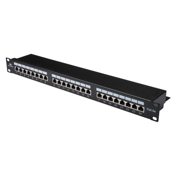 Панель коммутационная кат.5E STP 19дюйм 1U 24хRJ45 568A/В черн. Datarex DR-401120