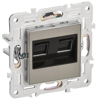 Розетка компьютерная двойн. RJ45 кат.5E SKANDY SK-K03N никель IEK SK-K20-1-K50