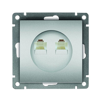 Розетка компьютерная 2-м СП Афина RJ45 кат.5E механизм серебр. Universal A1086-S