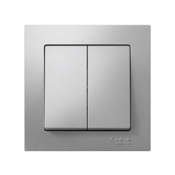 Выключатель 2-кл. СП AtlasDesign 10А IP20 (сх. 5) 10AX в сборе алюм. SE ATN000352