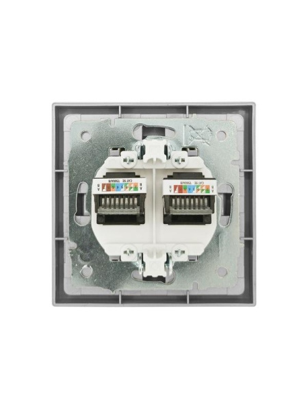 Розетка компьютерная 2-м СП ZIMA IP20 RJ45 с модулем кат.6 механизм сер. матов. LEZARD 704-7488-142