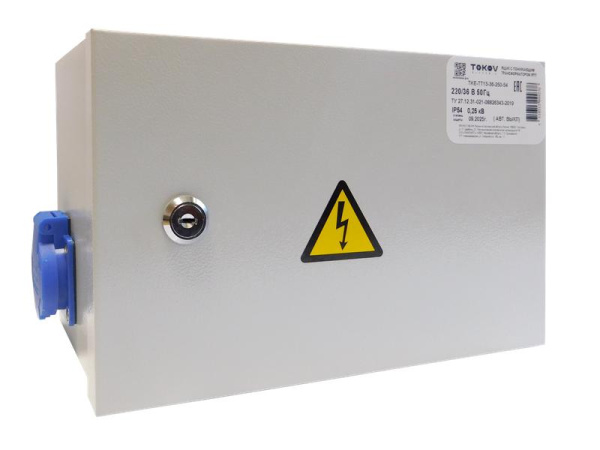 Ящик с понижающим трансформатором ЯТП 0.25 230/12 (3 авт. выкл.) IP54 TOKOV ELECTRIC TKE-TT13-12-250-54