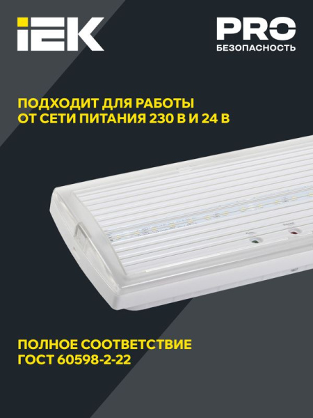 Светильник светодиодный ДПА 5032-3 IP20 3ч 10-24/220В аварийный постоянного действия IEK LDPA1-5030-3-20-K01