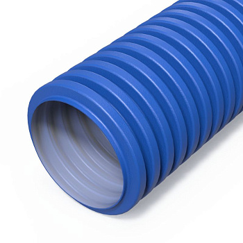 Труба гофрированная двустенная ПНД гибкая d90мм вентил. RAL5012 голуб. (уп.50м) Промрукав PR15.0282