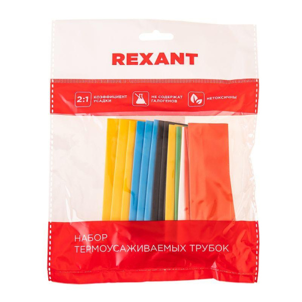 Набор трубок термоусадочных №20 ТУТ нг 20/10 7 цветов (уп.21шт по 10см) Rexant 29-0120