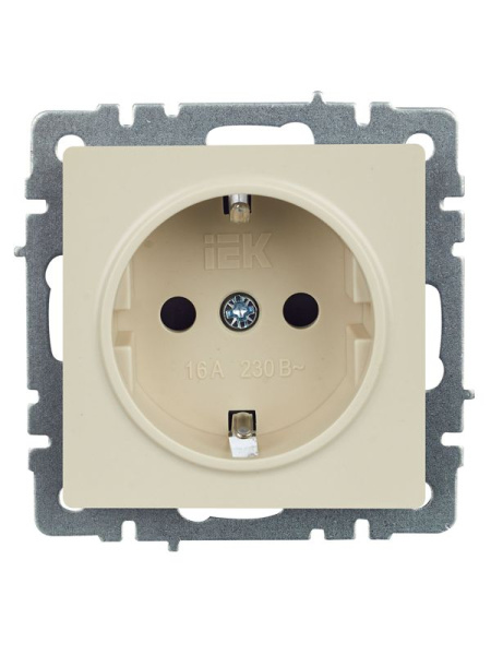 Розетка BRITE РС14-1-0-БрКр 16А с заземл. защ. шторки механизм беж. IEK BR-R14-16-K10