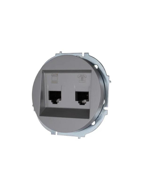 Розетка компьютерная + телефонная OSEN RJ45 кат.6 + RJ11 с модулем механизм сер. матов. LEZARD 743-7488-144