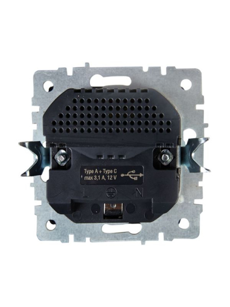 Розетка BRITE РЮш11-1-БрЖ 16А с USB A+C 18Вт с заземл. защ. шторки механизм жемчуж. IEK BR-R14-16-U22-018-K36