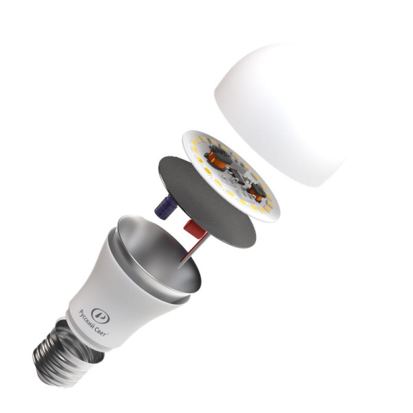 Лампа светодиодная RS LED A60 E27 7W 220-240V 7Вт грушевидная матовая 4000К нейтр. бел. E27 700лм 220-240В Ra90 Русский Свет 15010345035