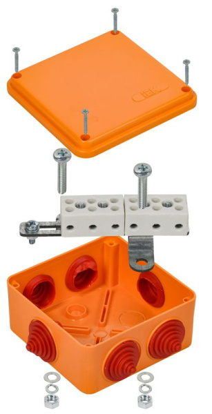Коробка распаячная огнестойкая ПС 100х100х50 6P 4кв.мм IP55 6 вводов IEK UKF30-100-100-050-6-4-09