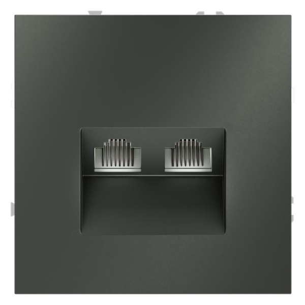 Розетка компьютерная 2-м СП S70 RJ45 + RJ45 кат.6 механизм титан Voltum VLS060206