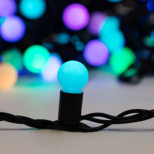 Гирлянда светодиодная "Мультишарики" 10м d17.5мм 100 LED RGB черн. ПВХ IP65 медленная смена 230В соединяется нужен шнур 303-500 Neon-Night 303-509-4