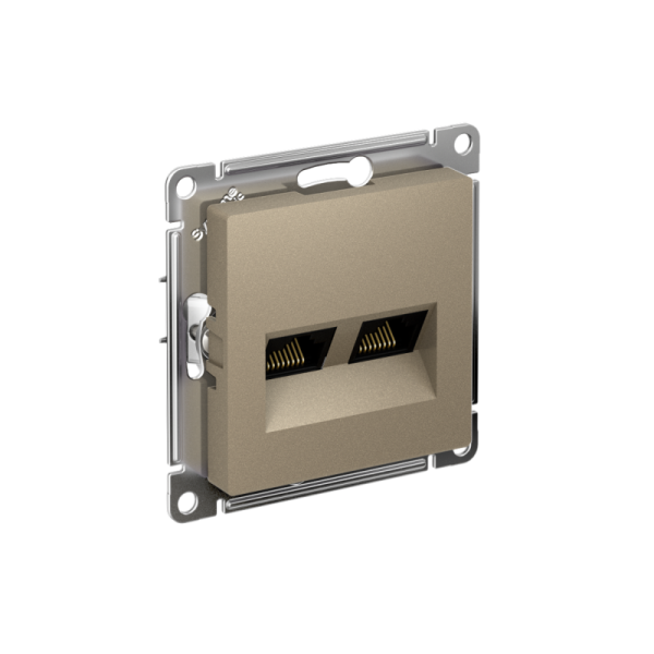 Розетка компьютерная 2-м AtlasDesign RJ45 кат.5E механизм шампань SE ATN000585