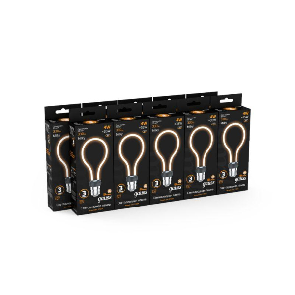 Лампа светодиодная филаментная Black Filament 4Вт контурная Artline A72 матовая 2700К тепл. бел. E27 330лм GAUSS 1004802104