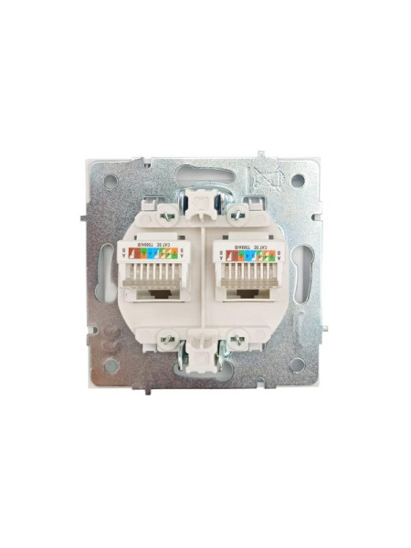 Розетка компьютерная 2-м СП ZIMA IP20 RJ45 с модулем кат.6 механизм бел. LEZARD 704-0288-142