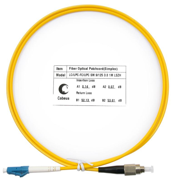 Шнур оптический FOP(s)-9-LC-FC-1m simplex LC-FC 9/125 sm 1м LSZH Cabeus 7373c