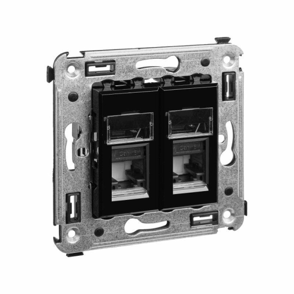 Розетка компьютерная 2-м СП Avanti "Черный квадрат" RJ45 кат.6 DKC 4402294
