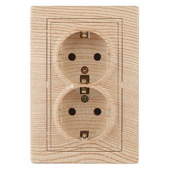 Розетка 2-м СП Plano 1-205-11 16А IP20 250В 2P+E Schuko сосна Intro Б0053922