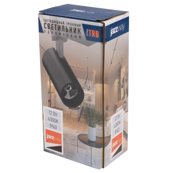 Светильник светодиодный трековый TRB 0712 12Вт 4000К IP40 24град. 1ф BL черн. JazzWay 5066199