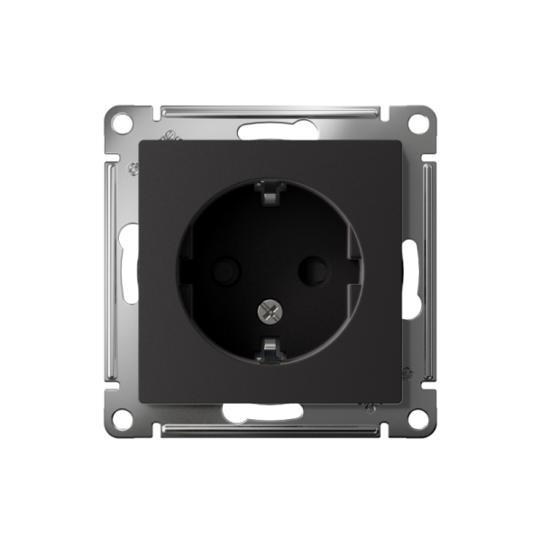 Розетка 1-м СП AtlasDesign 16А IP20 с заземл. защ. шторки механизм карбон SE ATN001045