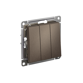 Выключатель 3-кл. СП AtlasDesign 10А IP20 (сх. 1+1+1) 10AX механизм мокко SE ATN000631