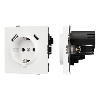 Розетка 1-м СП SCT-TENDO-MUAC-SFPL-WH 16А IP20 230В с USB зарядкой механизм Arlight 054610