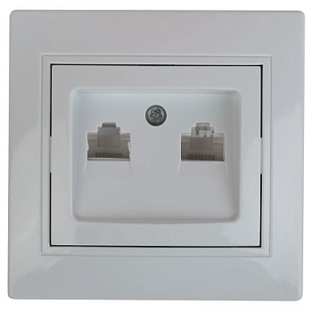 Розетка компьютерная 2-м СП Plano 1-304-01 RJ45 бел. Intro Б0043241