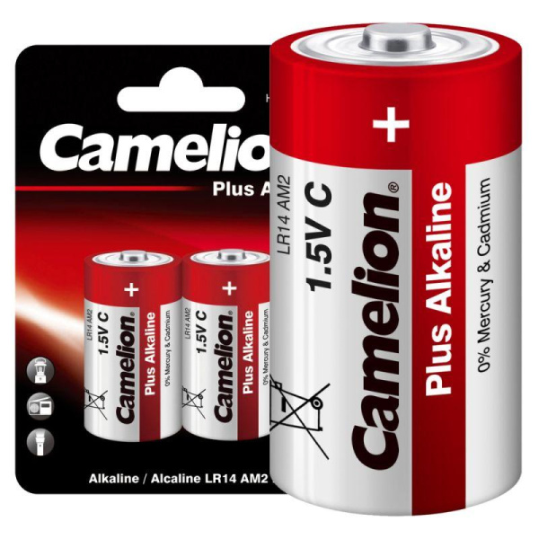 Элемент питания алкалиновый C/LR14 1.5В Plus Alkaline LR14-BP2 BL-2 (блист.2шт) Camelion 1653
