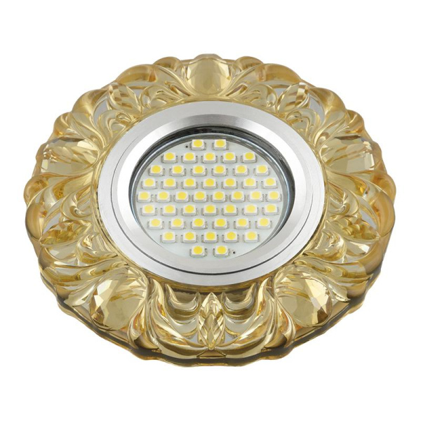 Светильник DLS-L136 GU5.3 GLASSY/YELLOW GU5.3 встраив. доп. светодиод. подсветка 3Вт без лампы стекло Fametto UL-00003863