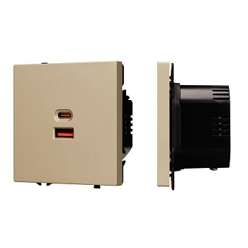 Розетка USB ARL NOBE SCT-MUAC-SFPL-FC-GD 65Вт QC3 тип A+C софт-тач зол. песок Arlight 054318(1)